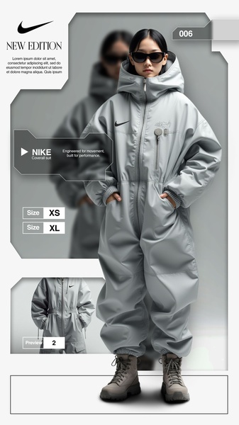 coverall, jumpsuit, one piece suit, athletic coverall, workout jumpsuit, activewear suit, sports coverall, new arrival, product launch, editorial, modern typography, bold, trustworthy, neutral, black